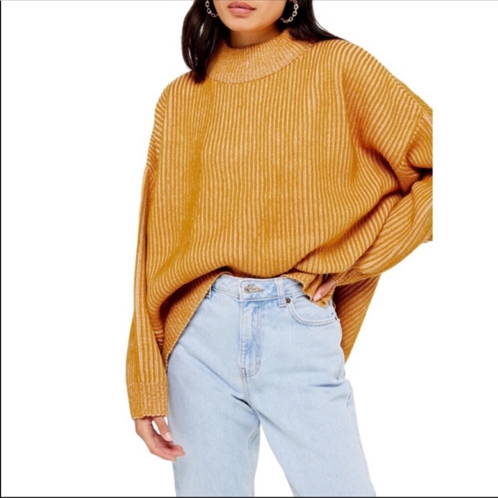 TOPSHOP mustard mock neck knit sweater size 4-6